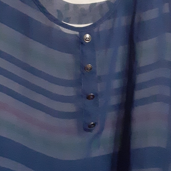 London Pie szL sheer tank top, blue & strips - Picture 3 of 6